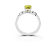 Fancy Yellow Radiant Cut Diamond Solitaire Ring Set in Silver with Marquise Twist Band and Prong Setting