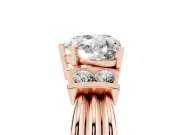 Heart-Shaped Bar-Set Accent Engagement Ring Setting | Grooved Band | Rose Gold