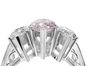 Marquise Three Stone Engagement Ring Setting for a Fancy Pink Lab-Grown Diamond | Beaded Shoulders | Sterling Silver