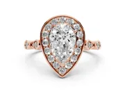 Pear-Shaped Vintage Halo Engagement Ring Setting | Bezel Station Shoulders | Rose Gold