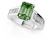 Emerald Cut Channel-Set Engagement Ring Setting for a Fancy Green Lab-Grown Diamond | Platinum