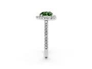Heart-Shaped Pave Halo Engagement Ring Setting for a Fancy Green Lab-Grown Diamond | Pave Band | Sterling Silver