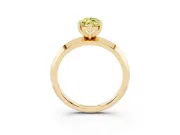 Fancy Yellow Marquise Cut Diamond Solitaire Engagement Ring Set in Yellow gold with Flat Band and Prong Setting
