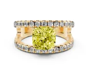 Cushion Cut Pavé Engagement Ring Setting for a Fancy Yellow Lab-Grown Diamond | Yellow Gold - Design NV-24679