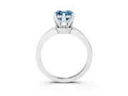 Fancy Blue Asscher Cut Diamond Solitaire Engagement Ring Set in Platinum with Slim Tapered Solitaire Band