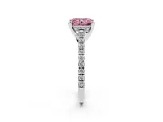 Radiant Cut Hidden Halo Pave Engagement Ring Setting for a Fancy Pink Lab-Grown Diamond | Claw Prongs | White Gold