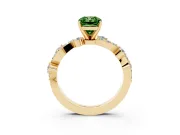 Fancy Green Radiant Cut Diamond Solitaire Twisted Band Set in Yellow gold with Pavé Setting