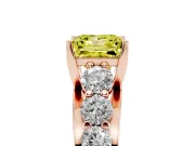 Fancy Yellow Princess Cut Diamond Pavé Engagement Ring Set in Rose gold with Prong Setting