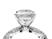 Princess Cut Vintage Milgrain Engagement Ring Setting | Graduated Stations | White Gold