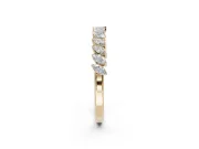 Marquise Lab-Grown Diamond Slanted Half Eternity Wedding Band | Tip Cups | Yellow Gold