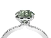 Round Hidden Halo Engagement Ring Setting for a Fancy Green Lab-Grown Diamond | Pavé Band | Sterling Silver