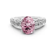 Oval Graduated Engagement Ring Setting for a Fancy Pink Lab-Grown Diamond | Sterling Silver