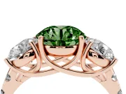 Round Three Stone Engagement Ring Setting for a Fancy Green Lab-Grown Diamond | Accented Shoulders | Rose Gold