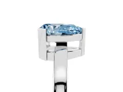 Fancy Blue Pear Cut Diamond Solitaire Ring Set in White gold with Prong Head and Smooth Polished Band