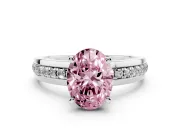 Oval Channel Set Engagement Ring Setting for a Fancy Pink Lab-Grown Diamond | Rope Collar | Sterling Silver