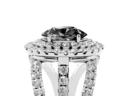Oval Double Halo Split Shank Engagement Ring Setting for a Black Center | Pavé Strands | White Gold