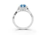 Cushion Cut Leaf Halo Engagement Ring Setting for a Fancy Blue Lab-Grown Diamond | Platinum