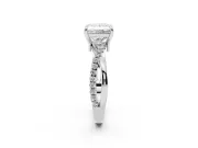 Princess Cut Diamond Twist Band Solitaire Set in Platinum with Pavé Accents and Prong Setting