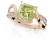 Princess Cut Bypass Solitaire Engagement Ring Setting for a Fancy Yellow Lab-Grown Diamond | Pavé Strands | Rose Gold
