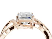 Radiant Cut Bypass Solitaire Engagement Ring Setting | Pavé and Plain Strands | Rose Gold