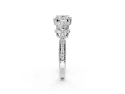 Cushion Cut Three Stone Engagement Ring Setting | Tapered Pave Band | White Gold