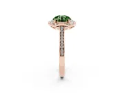 Round Halo Engagement Ring Setting for a Fancy Green Lab-Grown Diamond | Petal Tips | Rose Gold