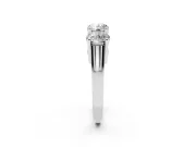 Round Cut Diamond Three-Stone Ring Set in Platinum with Channel Band and Sturdy Prongs