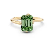 Emerald Cut Bypass Solitaire Engagement Ring Setting for a Fancy Green Lab-Grown Diamond | Plain Band | Yellow Gold