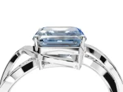 Asscher Cut Bypass Solitaire Engagement Ring Setting for a Fancy Blue Lab-Grown Diamond | Pavé Strands | Platinum