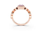 Fancy Pink Oval Cut Diamond Milgrain Marquise Twist Band Ring Set in Rose gold with Prong Setting