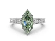 Marquise Vintage Engagement Ring Setting for a Fancy Green Lab-Grown Diamond | Sterling Silver - Design NV-24644