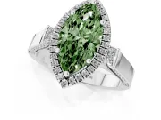 Fancy Green Marquise Cut Diamond Halo Ring Set in Silver with Pavé-Lined Split Shank Band