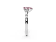 Fancy Pink Pear Cut Diamond Solitaire Ring Set in Platinum with Tapered Baguette Accents and Prong Setting