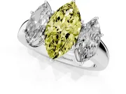 Marquise 3 Stone Engagement Ring Setting for a Fancy Yellow Lab-Grown Diamond | White Gold