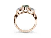Round Three Stone Engagement Ring Setting for a Fancy Green Lab-Grown Diamond | Tapered Pave Band | Rose Gold