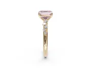 Asscher Cut Graduated Solitaire Engagement Ring Setting for a Fancy Pink Lab-Grown Diamond | Yellow Gold