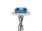 Asscher Cut Twist Halo Engagement Ring Setting for a Fancy Blue Lab-Grown Diamond | White Gold