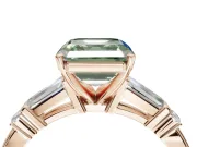 Asscher Cut Tapered Baguette Engagement Ring Setting for a Fancy Green Lab-Grown Diamond | Rose Gold