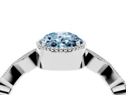 Fancy Blue Oval Cut Diamond Milgrain Marquise Twist Band Ring Set in Platinum with Prong Setting
