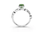 Fancy Green Emerald Cut Diamond Solitaire Ring Set in Platinum with Twisted Marquise Accent Band