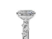 Emerald Cut Solitaire Engagement Ring Setting | Graduated Scattered Accents | White Gold