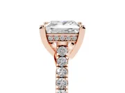 Princess Cut Hidden Halo Pave Engagement Ring Setting | Claw Prongs | Rose Gold