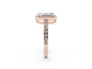 Emerald Cut Halo Engagement Ring Setting | Graduated Pavé Band | Rose Gold