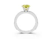 Round Vintage Pavé Engagement Ring Setting for a Fancy Yellow Lab-Grown Diamond | Platinum