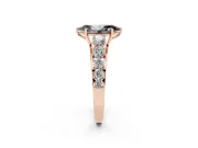 Marquise Graduated Side Stone Engagement Ring Setting for a Black Center | Flat Top Band | Rose Gold