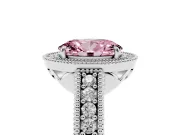 Oval Milgrain Halo Engagement Ring Setting for a Fancy Pink Lab-Grown Diamond | Platinum