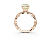 Princess Cut Vintage Engagement Ring Setting for a Fancy Yellow Lab-Grown Diamond | Graduated Stations | Rose Gold
