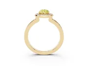 Pear-Shaped Bezel-Rim Halo Engagement Ring Setting for a Fancy Yellow Lab-Grown Diamond | Pave Band | Yellow Gold