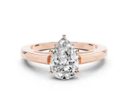 Pear-Shaped Solitaire Engagement Ring Setting | Stepped Flat Band | Rose Gold