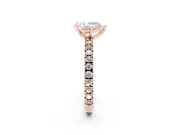 Pear Cut Diamond Pavé Band Solitaire Set in Rose gold with Prong Setting